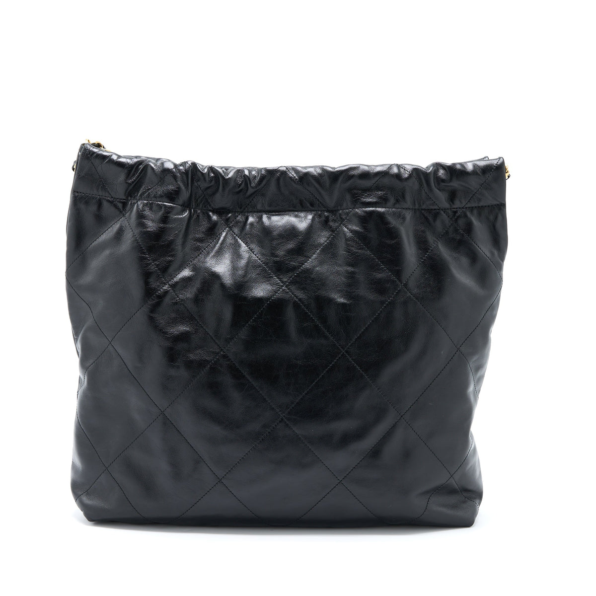 CHANEL MEDIUM 22 BAG SHINY CALFSKIN BLACK BRUSHED GHW (MICROCHIP)