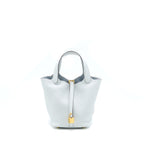 Hermes Picotin 18 Lock Bag Clemence Bleu Pale GHW