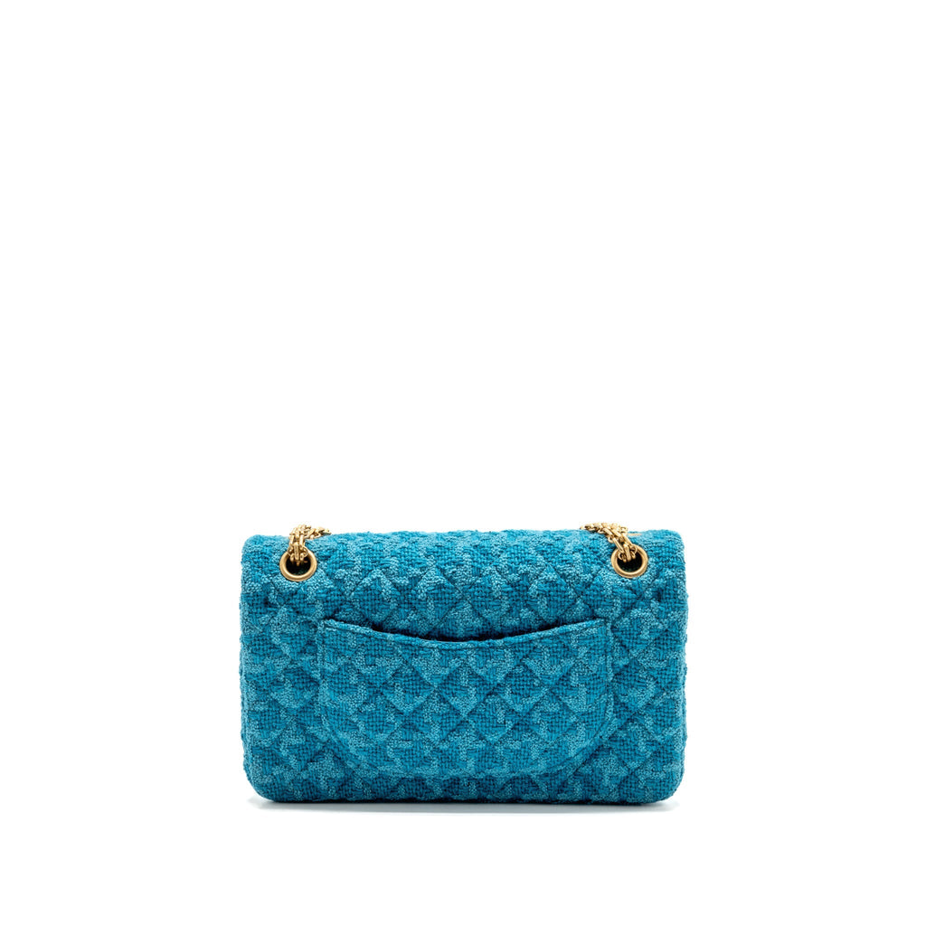 Chanel 19K Small 2.55 Reissue Flap Bag Tweed Turquoise GHW