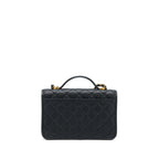 CHANEL 22K TOP HANDLE MESSENGER BAG CAVIAR BLACK BRUSHED GHW (MICROCHIP)