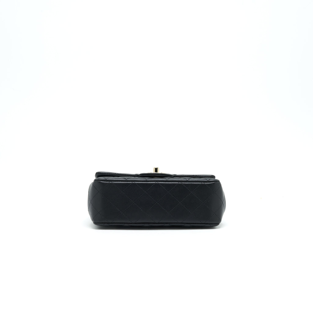 CHANEL MINI RECTANGULAR FLAP BAG BLACK LGHW SERIAL 30