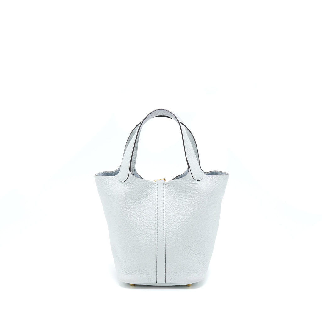 Hermes Picotin 18 Lock Bag Clemence Bleu Pale GHW