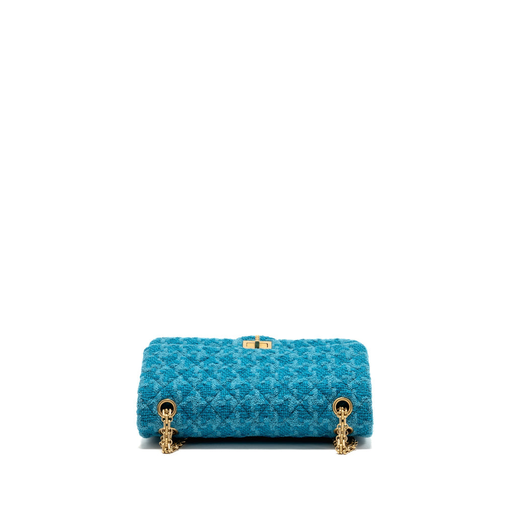 Chanel 19K Small 2.55 Reissue Flap Bag Tweed Turquoise GHW