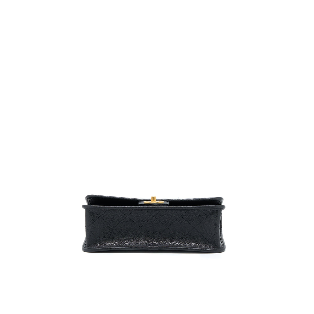 CHANEL 22K TOP HANDLE MESSENGER BAG CAVIAR BLACK BRUSHED GHW (MICROCHIP)