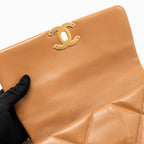 CHANEL SMALL 19 BAG LAMBSKIN CARAMEL MULTICOLOURED HARDWARE (MICROCHIP)