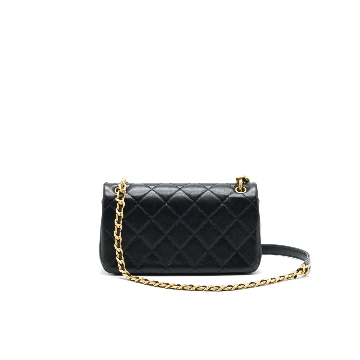 CHANEL SHINY LAMBSKIN FLAP BAG BLACK GHW