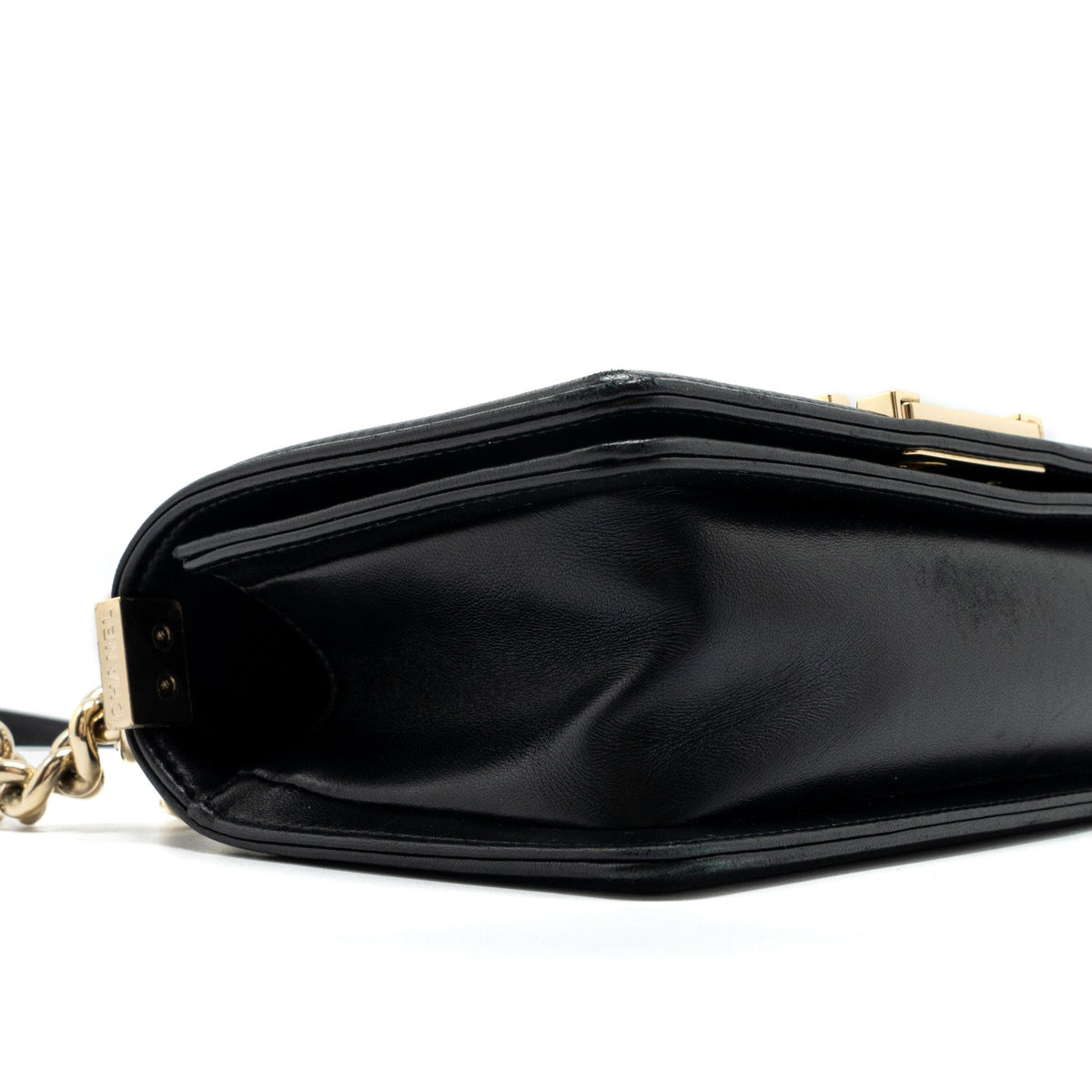 CHANEL SMALL CHEVRON BOY BAG LAMBSKIN BLACK GHW