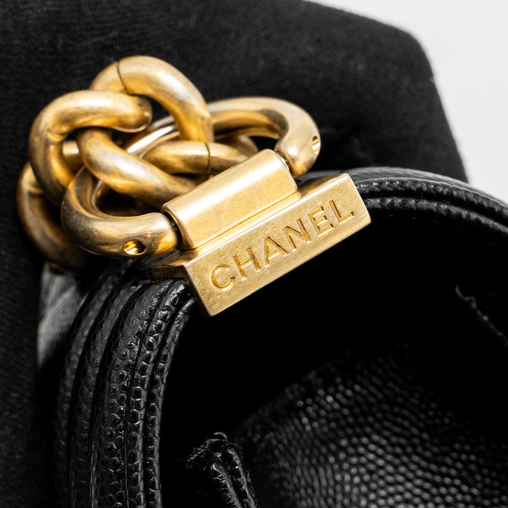 CHANEL MEDIUM CLASSIC BOY BAG CAVIAR BLACK GHW