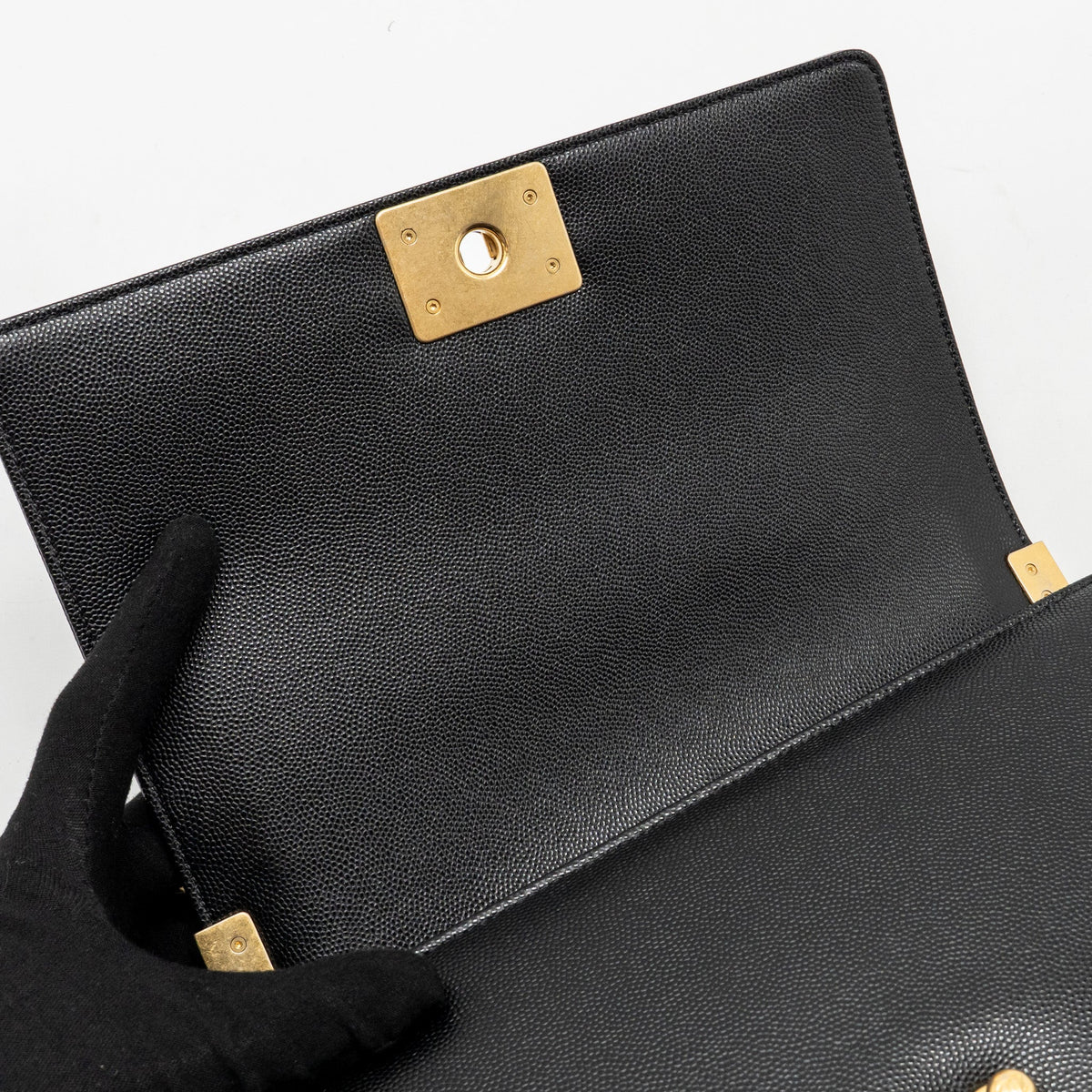 CHANEL MEDIUM CLASSIC BOY BAG CAVIAR BLACK GHW
