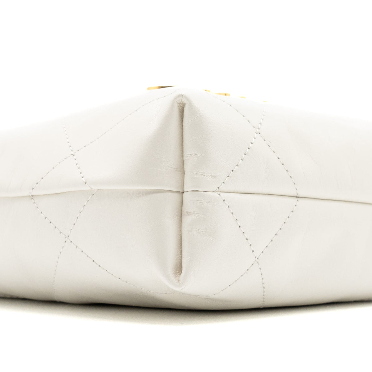 CHANEL MINI 22 BAG SHINY CALFSKIN WHITE GHW (MICROCHIP)