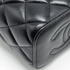 CHANEL TOP HANDLE MINI VANITY CASE WITH CHAIN LAMBSKIN BLACK GHW (MICROCHIP)