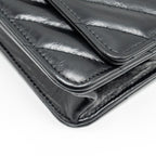 CHANEL CHEVRON 2.55 REISSUE WALLET ON CHAIN AGED CALFSKIN BLACK GHW (MICROCHIP)