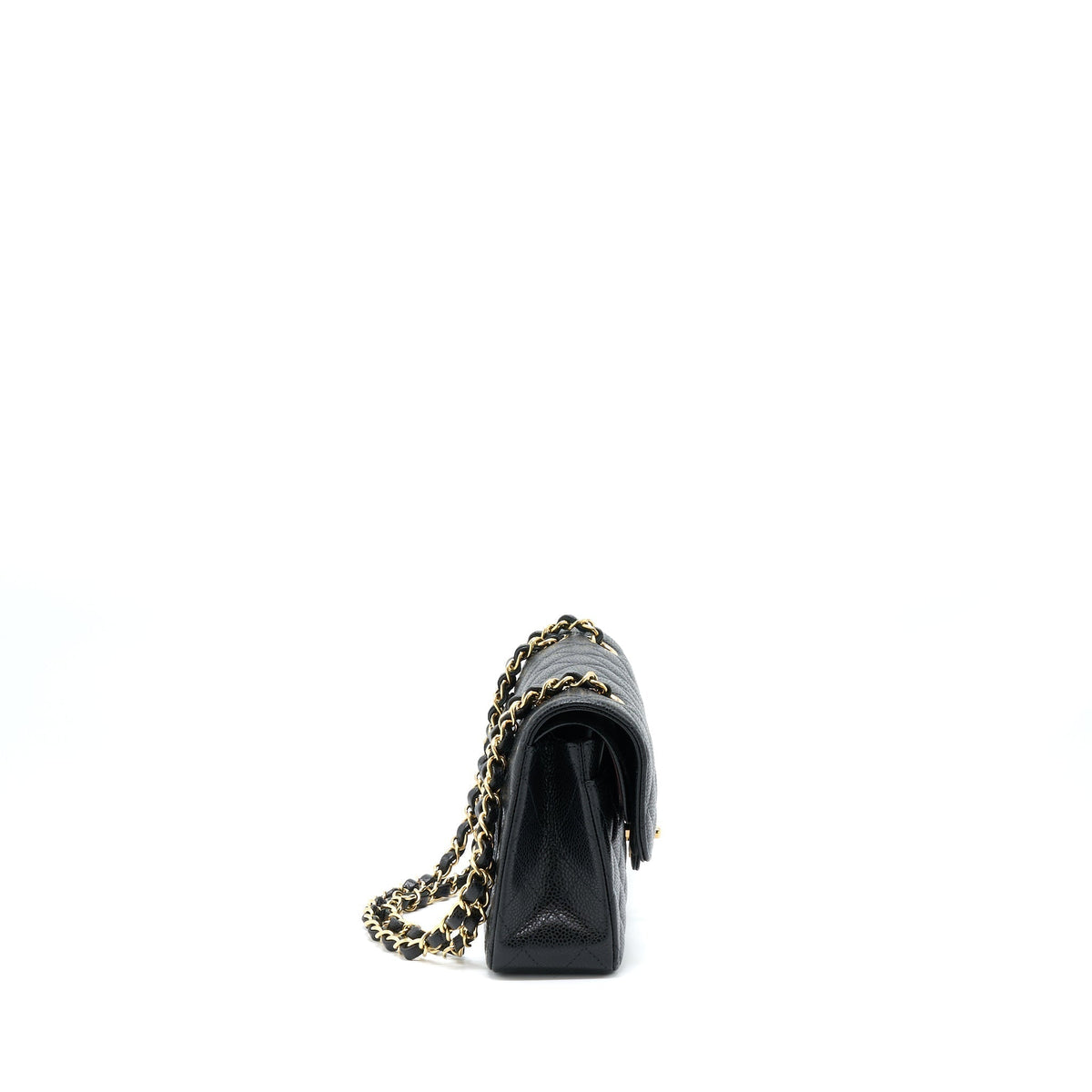 CHANEL SMALL CLASSIC DOUBLE FLAP CAVIAR BLACK GHW (MICROCHIP)