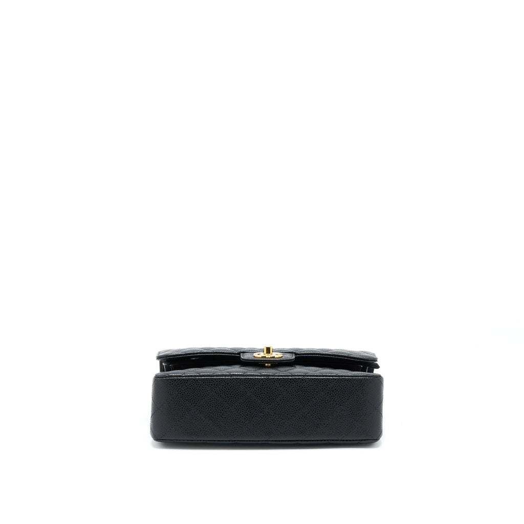 CHANEL SMALL CLASSIC DOUBLE FLAP CAVIAR BLACK GHW (MICROCHIP)