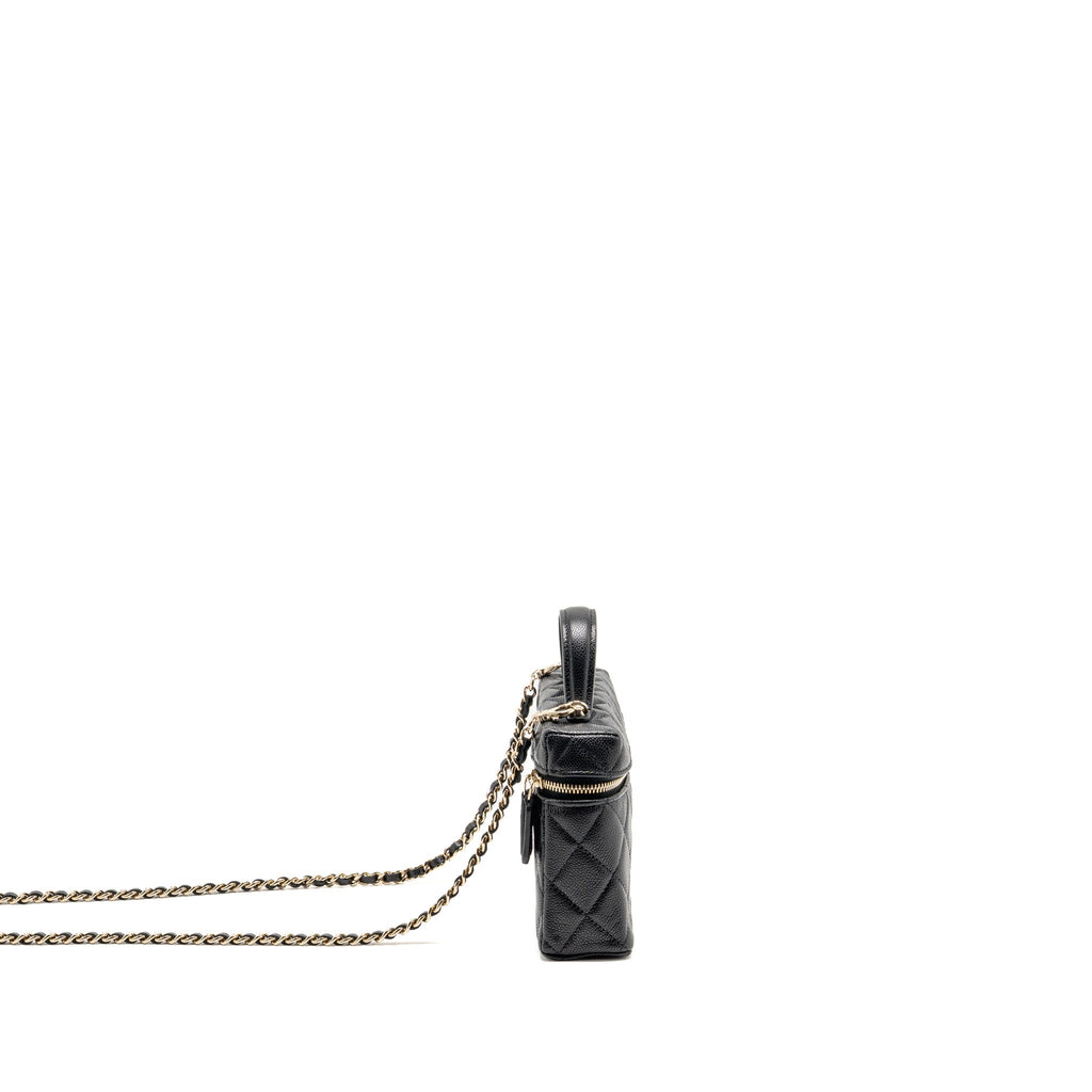Chanel slim vanity with chain caviar black LGHW (microchip)