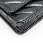 CHANEL CHEVRON 2.55 REISSUE WALLET ON CHAIN AGED CALFSKIN BLACK GHW (MICROCHIP)