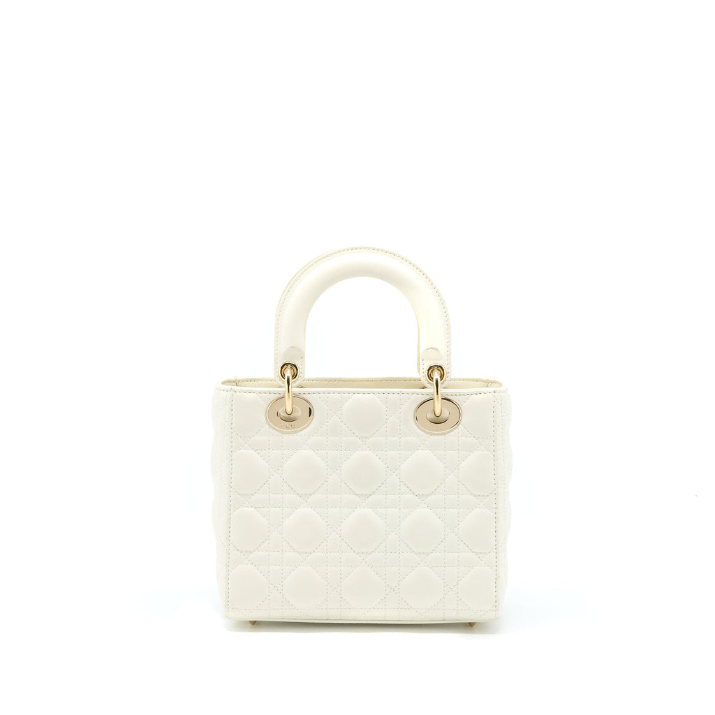 DIOR SMALL LADY DIOR LAMBSKIN WHITE LGHW
