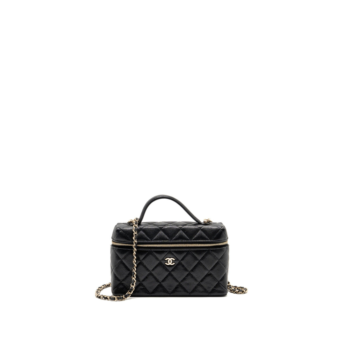 Chanel slim vanity with chain caviar black LGHW (microchip)