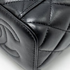 CHANEL TOP HANDLE MINI VANITY CASE WITH CHAIN LAMBSKIN BLACK GHW (MICROCHIP)