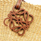 Loewe Anagram Shell Basket Tote Bag Raffia/Leather Brown/beige