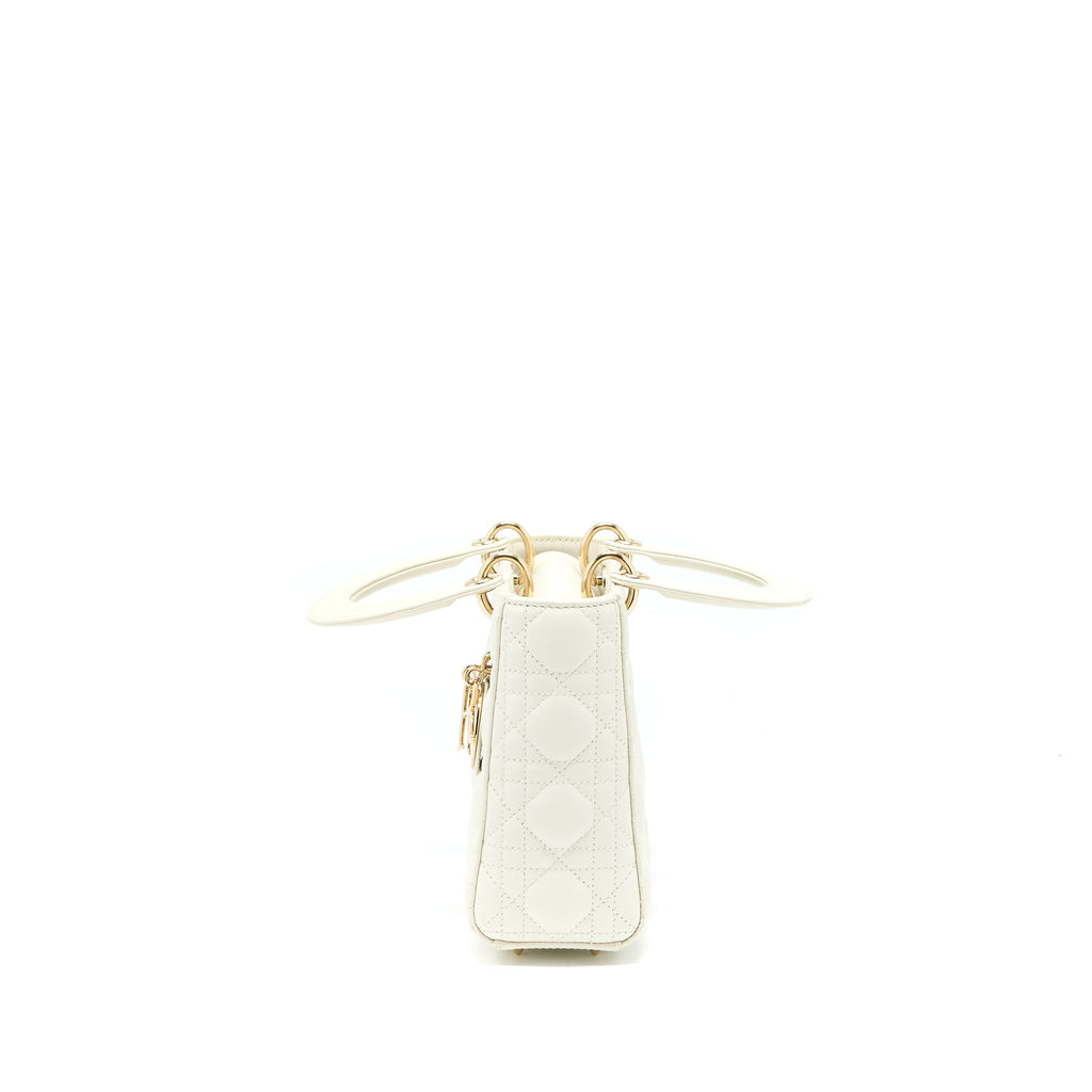 DIOR SMALL LADY DIOR LAMBSKIN WHITE LGHW