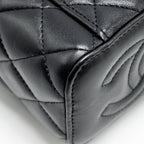 CHANEL TOP HANDLE MINI VANITY CASE WITH CHAIN LAMBSKIN BLACK GHW (MICROCHIP)