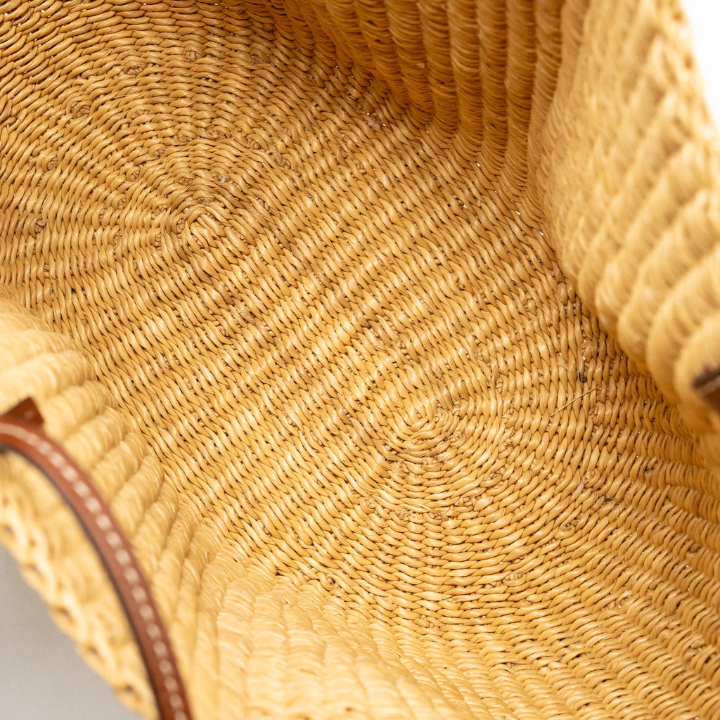 Loewe Anagram Shell Basket Tote Bag Raffia/Leather Brown/beige