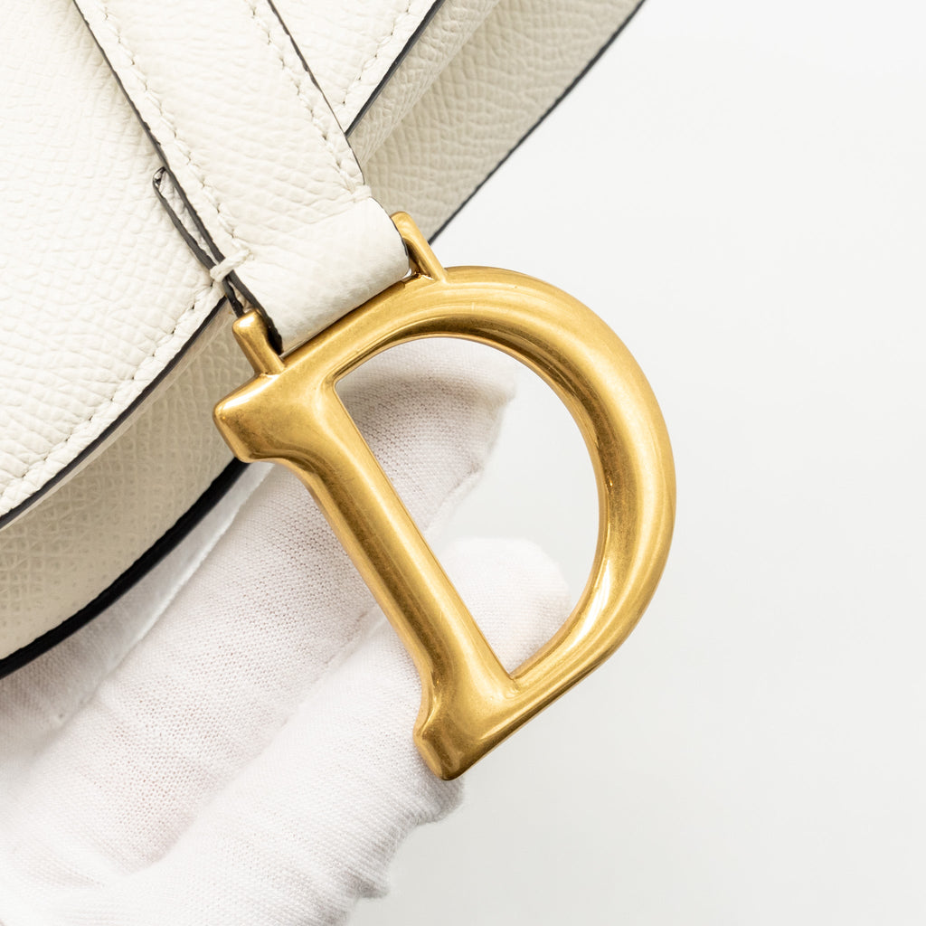 DIOR MINI SADDLE BAG CALFSKIN WHITE GHW