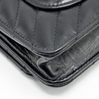 CHANEL CHEVRON 2.55 REISSUE WALLET ON CHAIN AGED CALFSKIN BLACK GHW (MICROCHIP)