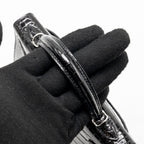 Hermes Mini Kelly II Shiny Alligator Mississippiensis Black SHW