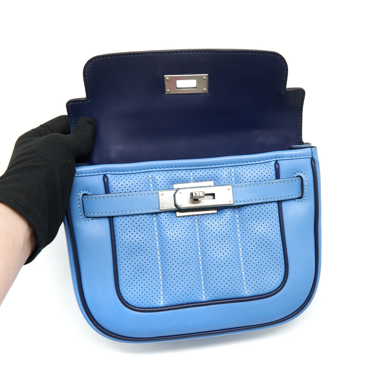 Hermes Berlin Mini Swift Blue SHW