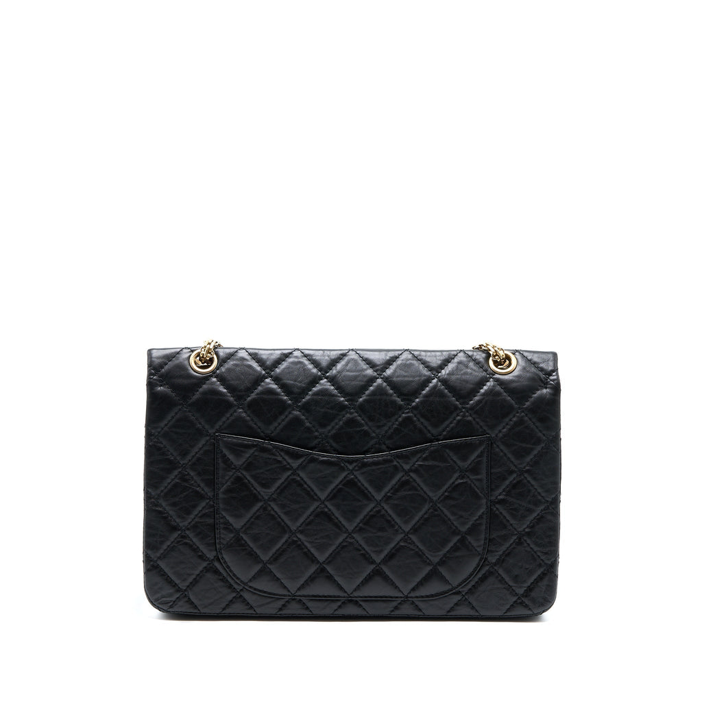 CHANEL 2.55 227 REISSUE FLAP BAG AGED CALFSKIN BLACK GHW