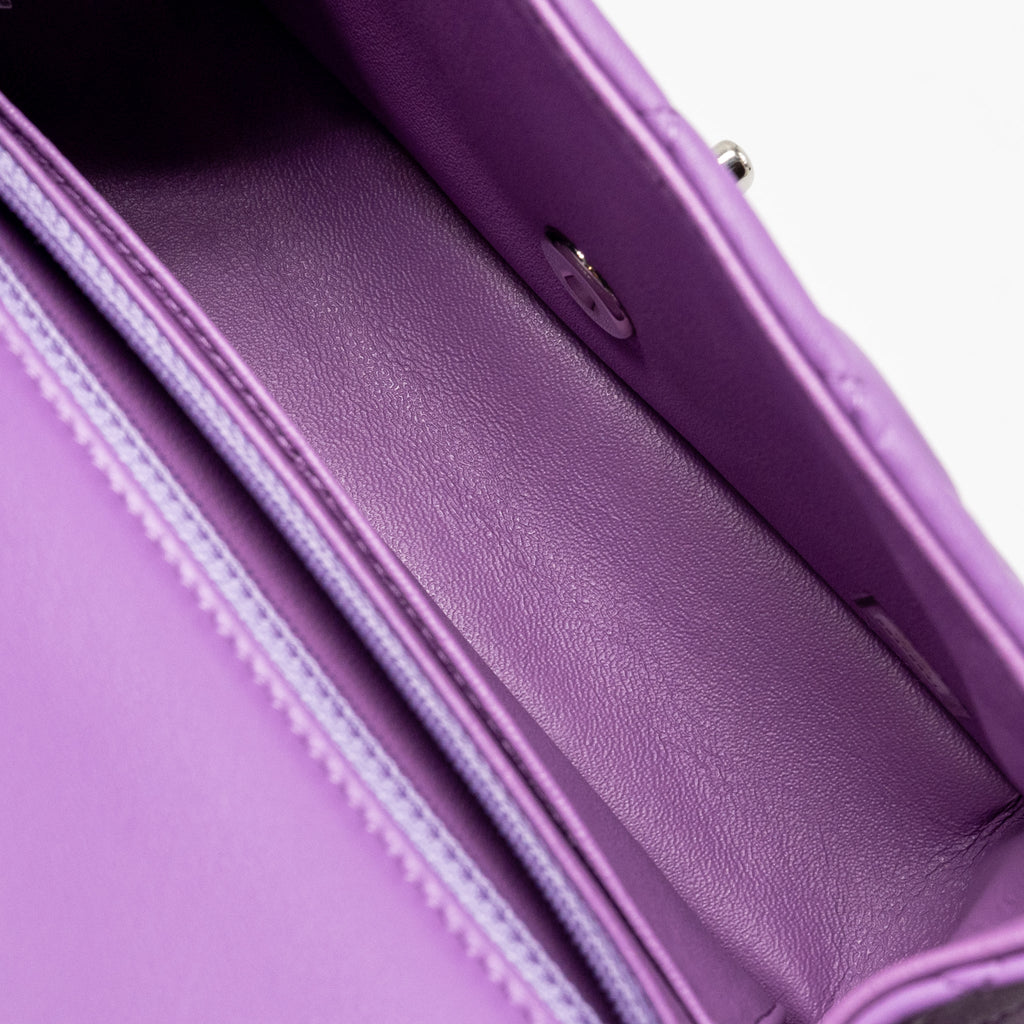 CHANEL MINI RECTANGULAR FLAP BAG LAMBSKIN PURPLE SHW