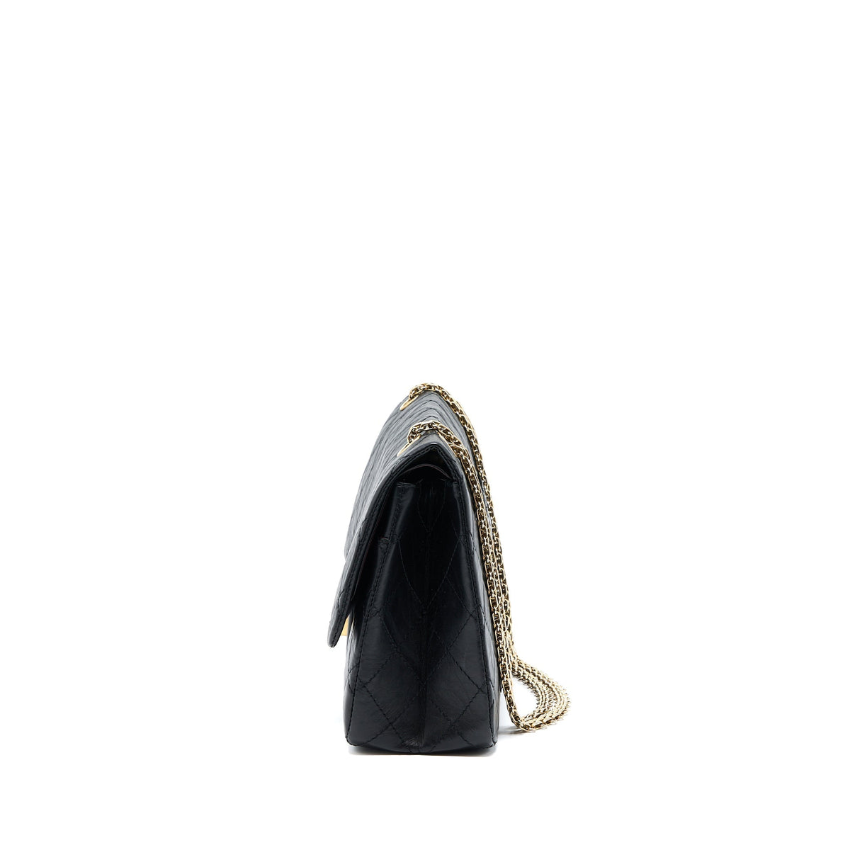 CHANEL 2.55 227 REISSUE FLAP BAG AGED CALFSKIN BLACK GHW