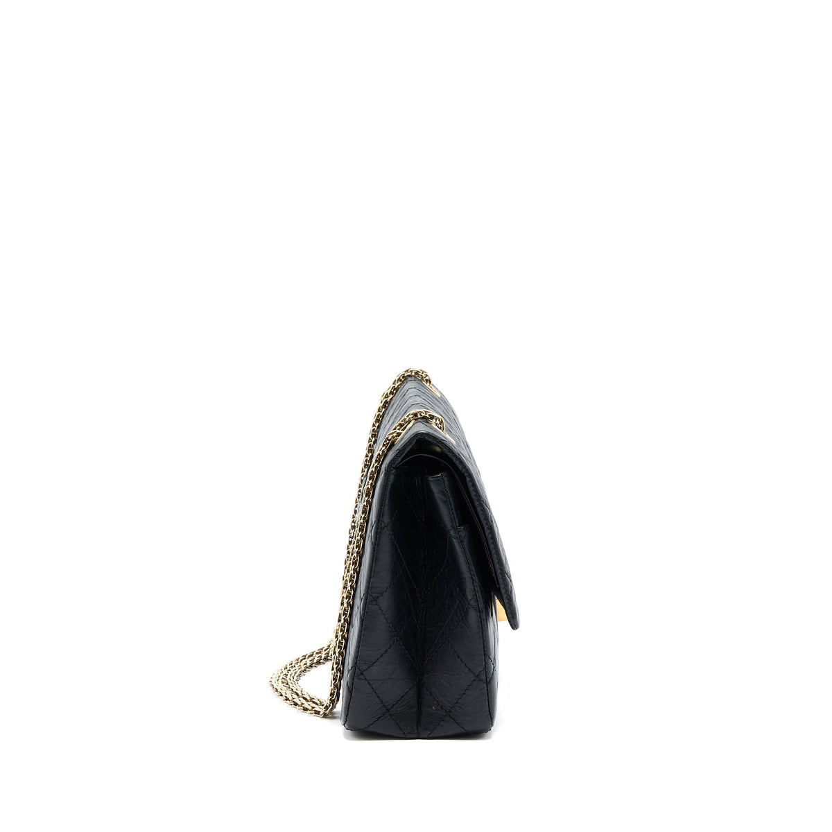 CHANEL 2.55 227 REISSUE FLAP BAG AGED CALFSKIN BLACK GHW