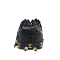 CHANEL VINTAGE CC LOGO PEARL CRUSH CAVIAR BUCKET BAG BLACK