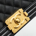 CHANEL SMALL BOY BAG CAVIAR BLACK GHW (MICROCHIP)