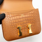Hermes Mini Constance Alligator Mississippiensis Mat Gold GHW