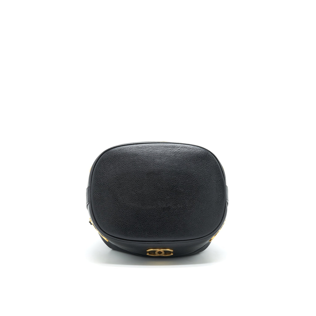 CHANEL VINTAGE CC LOGO PEARL CRUSH CAVIAR BUCKET BAG BLACK