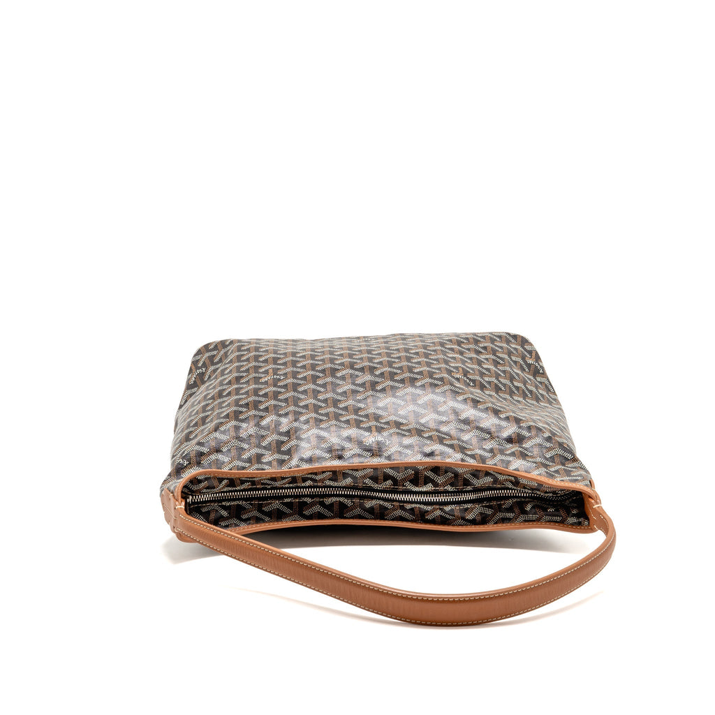 GOYARD BOHEME HOBO BAG GOYARDINE CANVAS/CALFSKIN BLACK/BROWN SHW