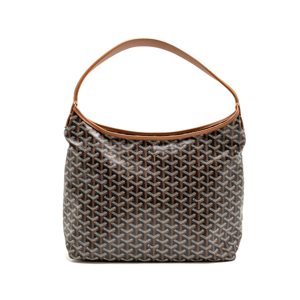 GOYARD BOHEME HOBO BAG GOYARDINE CANVAS/CALFSKIN BLACK/BROWN SHW
