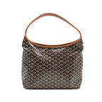 GOYARD BOHEME HOBO BAG GOYARDINE CANVAS/CALFSKIN BLACK/BROWN SHW