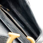 DIOR SADDLE BAG WITH STRAP GRAINED CALFSKIN BLACK GHW