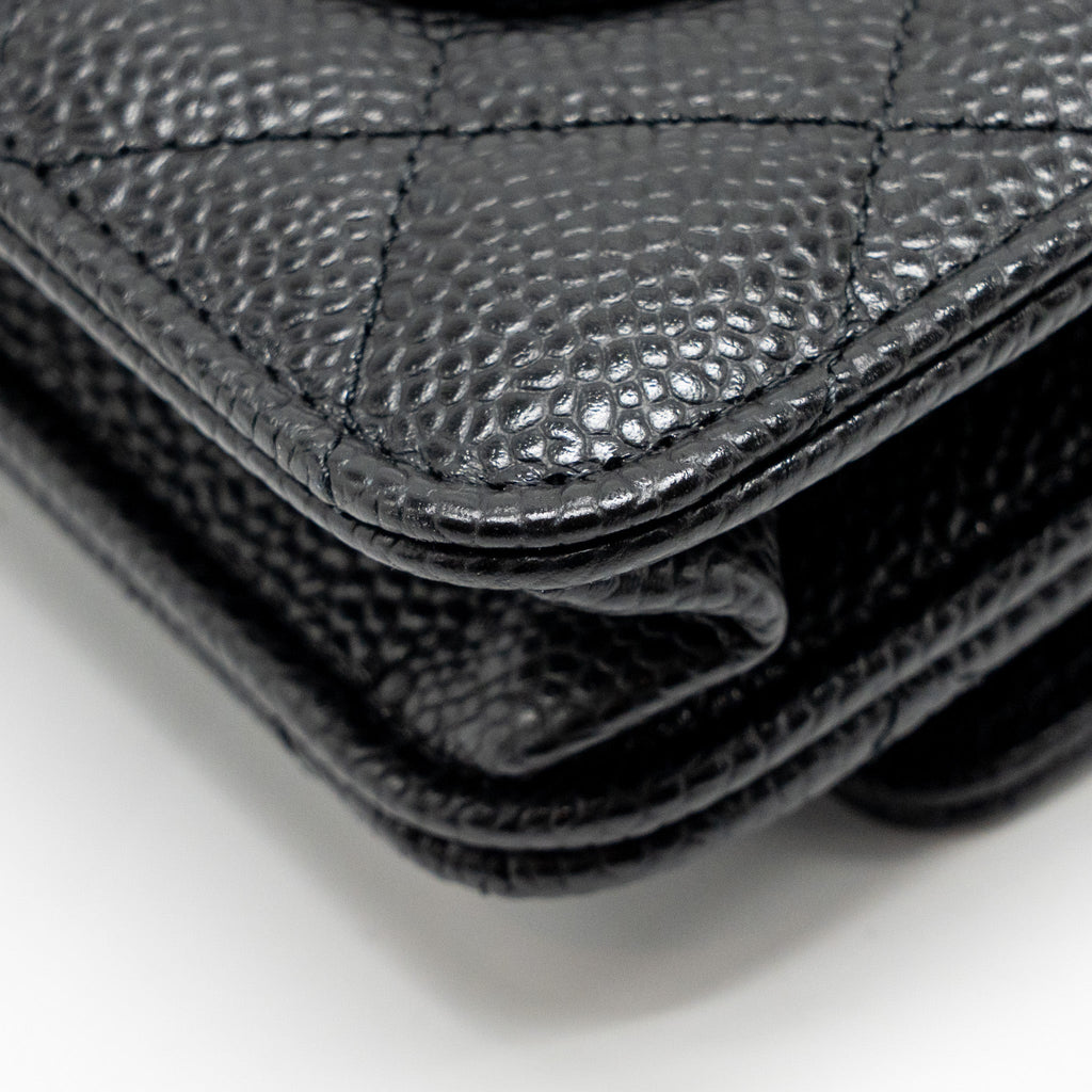 CHANEL CLASSIC WALLET ON CHAIN CAVIAR BLACK GHW (MICROCHIP)