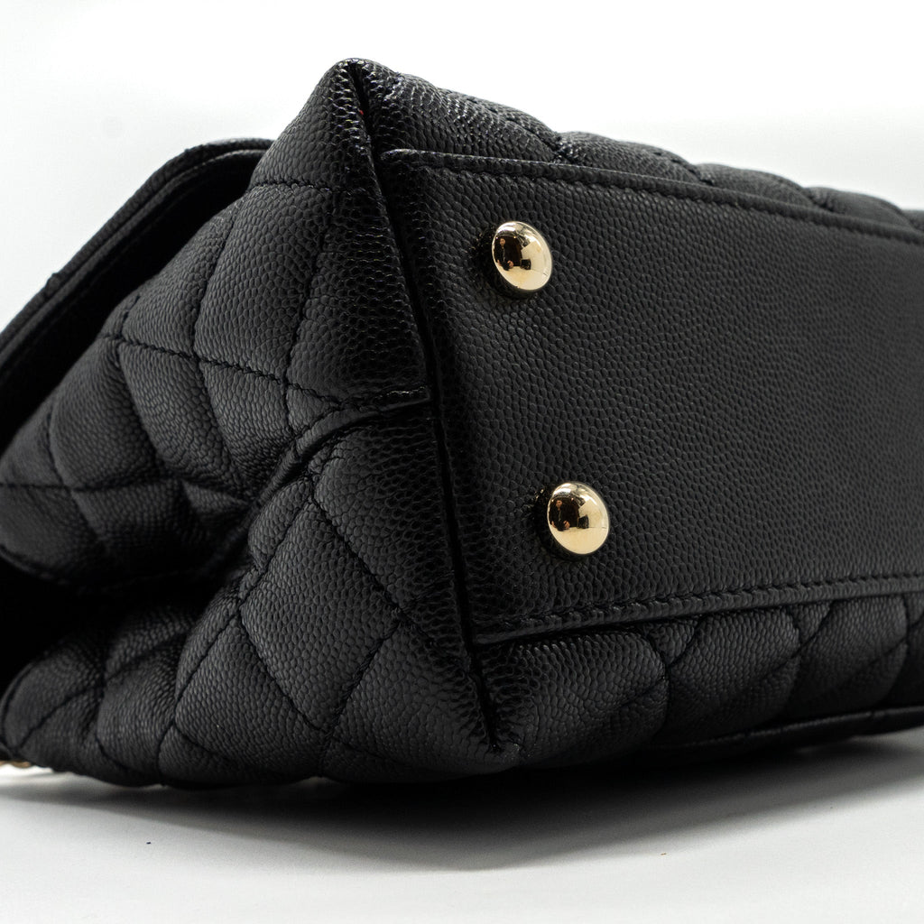 CHANEL SMALL COCO HANDLE CAVIAR BLACK LGHW (MICROCHIP)