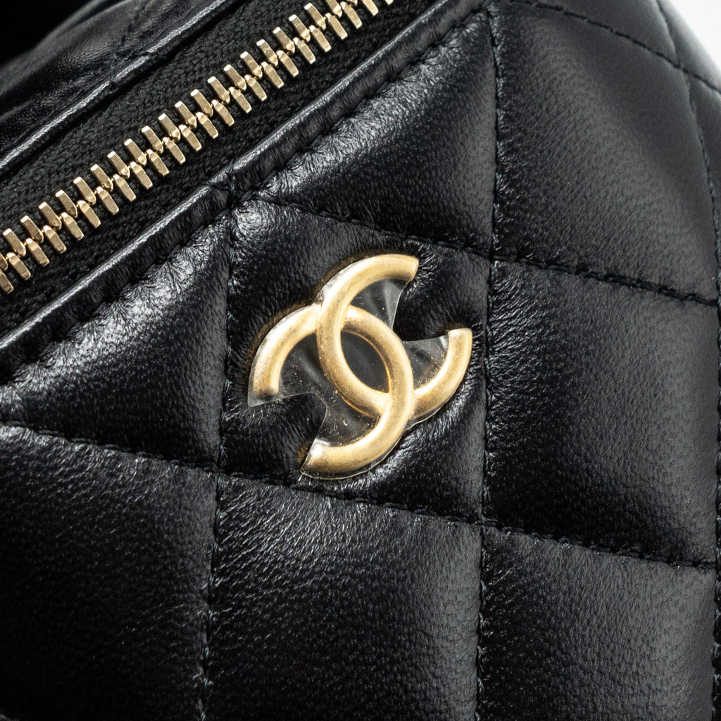 CHANEL TOP HANDLE MINI VANITY LAMBSKIN BLACK GHW
