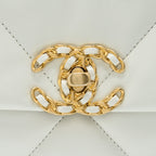 CHANEL SMALL 19 BAG GOATSKIN WHITE MULTICOLOUR HARDWARE
