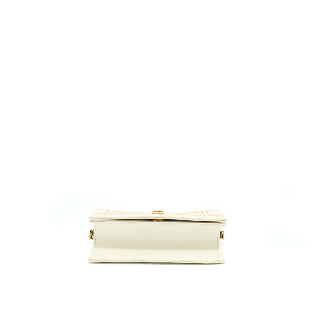 DIOR SMALL DIORAMA ROCKSTUD CROSSBODY BAG LAMBSKIN WHITE GHW