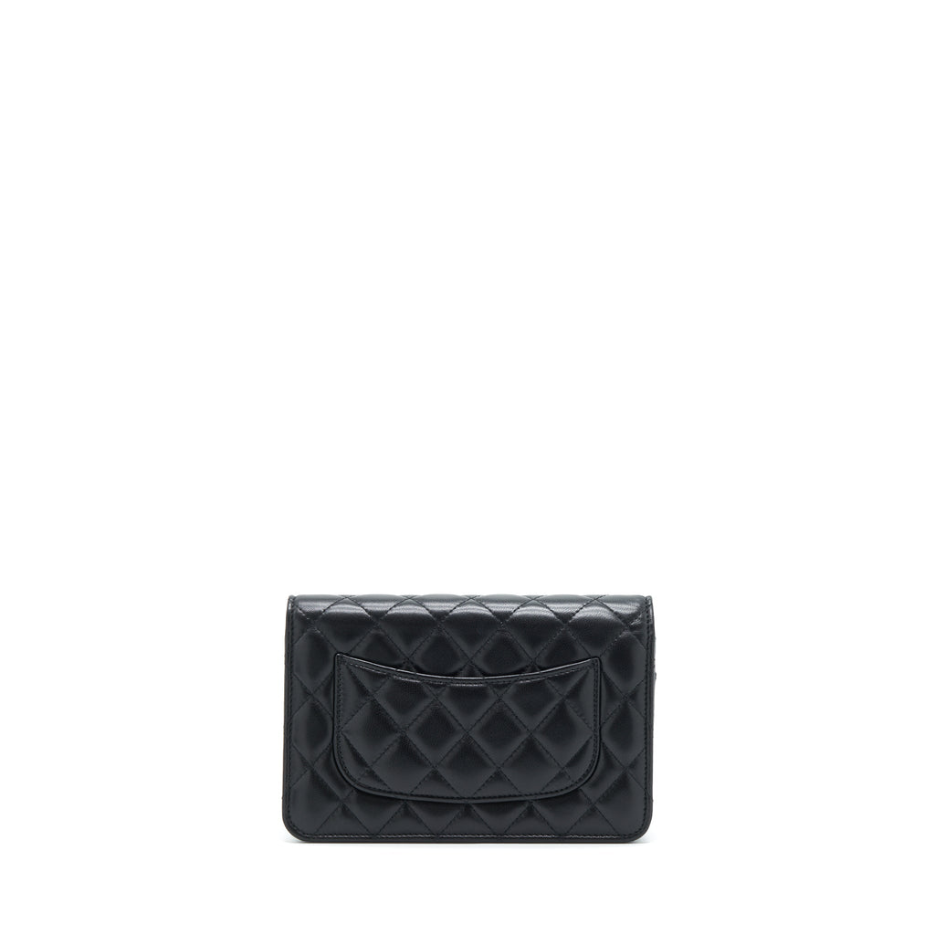 CHANEL CLASSIC WALLET ON CHAINS LAMBSKIN BLACK GHW(MICROCHIP)