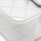 CHANEL TOP HANDLE MINI RECTANGULAR FLAP BAG LAMBSKIN LIGHT GREY LGHW (MICROCHIP)